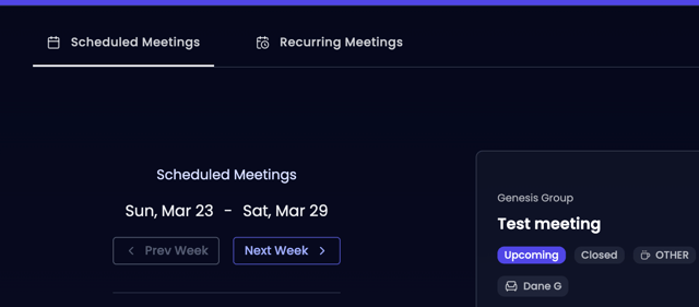 Recurring Meetings Tab