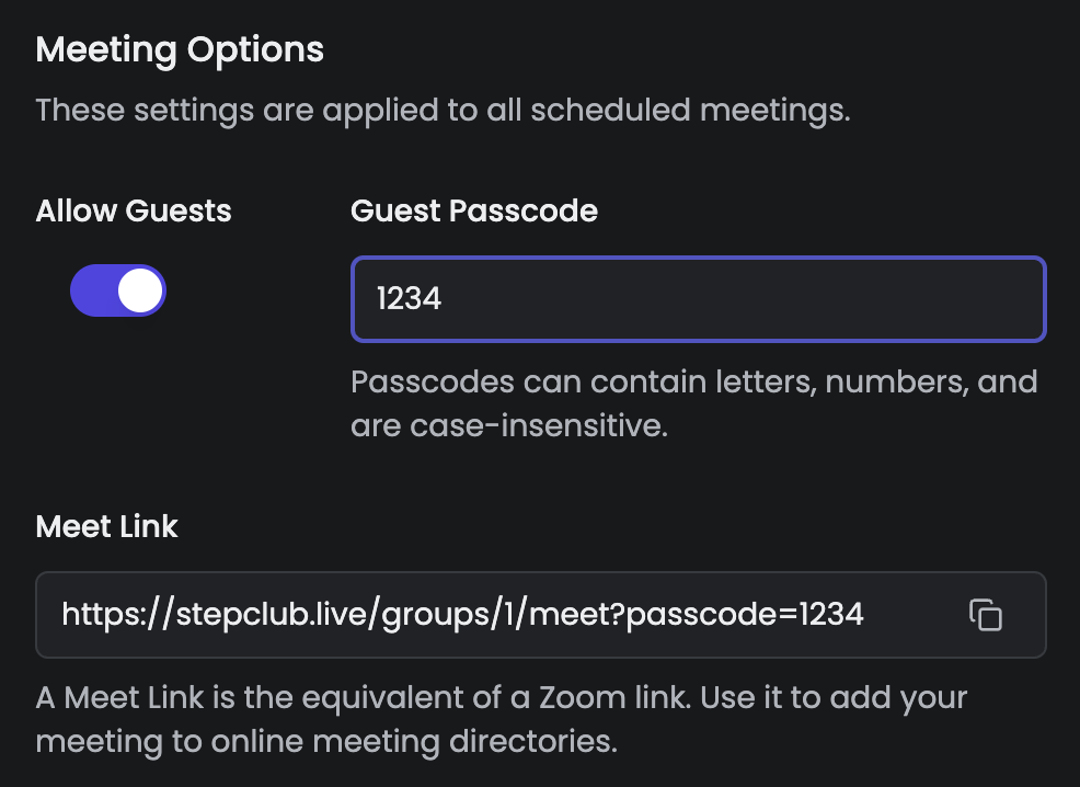 Group Meeting Options